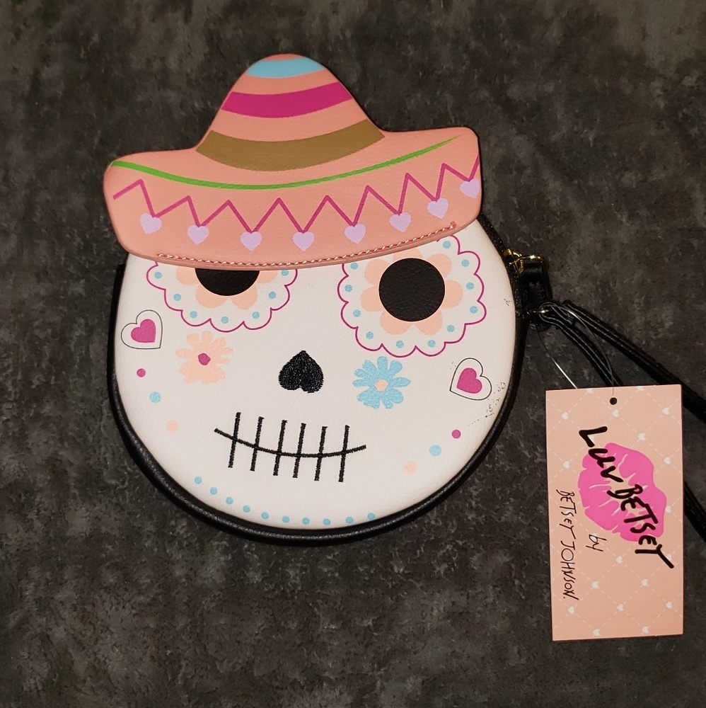Betsey Johnson sugar Skull coin wristlet
